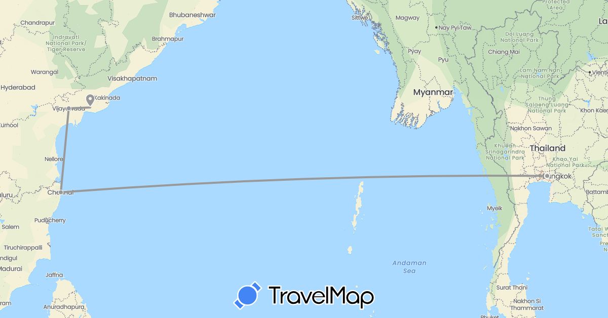 TravelMap itinerary: plane in Andorra, India, Thailand (Asia, Europe)